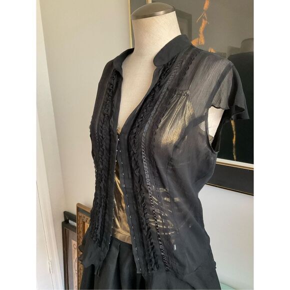 Sheer Lilly Lou button up blouse, sz - Picture 2 of 14